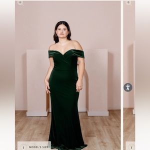 Elegant Off-Shoulder Green Velvet Dress